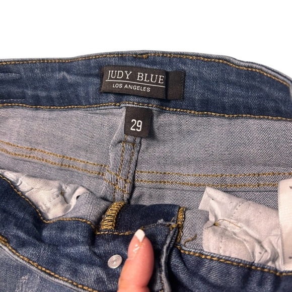 Judy Blue Distressed Blue Ankle Jeans - Picture 10 of 14